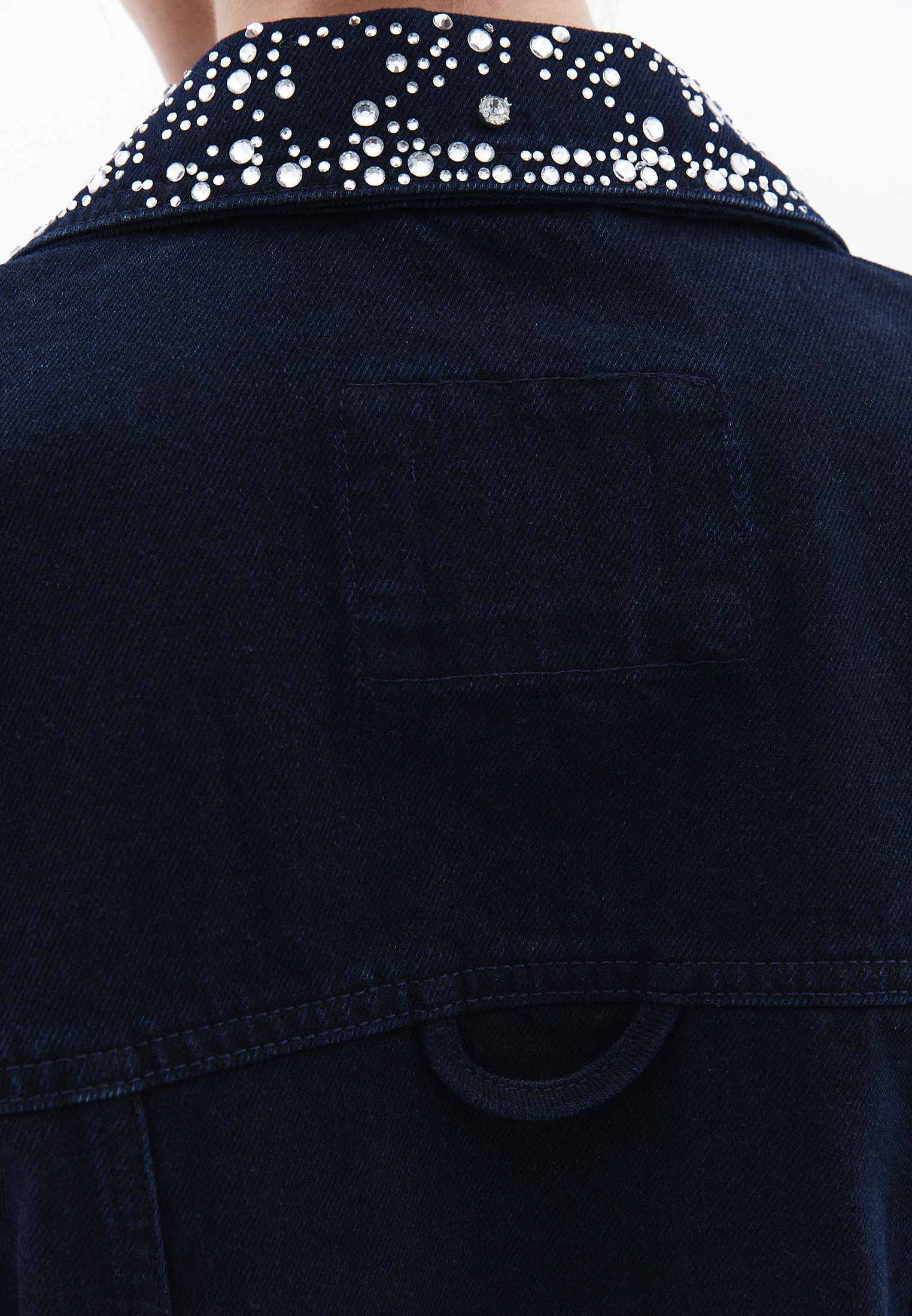 Mavi Taş Detaylı Crop Denim Ceket 26YOX-SOLEIL03 | OXXO