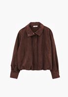 Bayan Kahverengi Süet Bomber Ceket