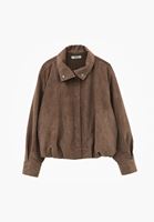 Bayan Kahverengi Süet Bomber Ceket