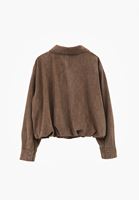 Bayan Kahverengi Süet Bomber Ceket