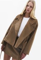 Bayan Kahverengi Kruvaze Süet Bomber Ceket
