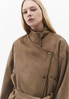 Bayan Kahverengi Kruvaze Süet Bomber Ceket