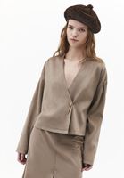 Bayan Kum Beji Kruvaze Yaka Süet Ceket