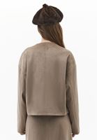 Bayan Kum Beji Kruvaze Yaka Süet Ceket