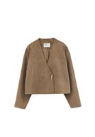 Bayan Kum Beji Kruvaze Yaka Süet Ceket