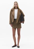 Bayan Kahverengi Süet Mini Etek