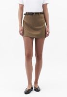 Bayan Kahverengi Süet Mini Etek
