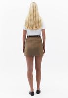 Bayan Kahverengi Süet Mini Etek
