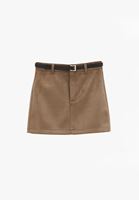 Bayan Kahverengi Süet Mini Etek