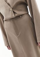 Bayan Kum Beji Yırtmaçlı Süet Midi Etek