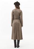 Bayan Kum Beji Yırtmaçlı Süet Midi Etek