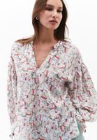 Bayan Çok Renkli Keten Karışımlı Oversize Bluz ( TENCEL™ )