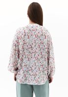 Bayan Çok Renkli Keten Karışımlı Oversize Bluz ( TENCEL™ )