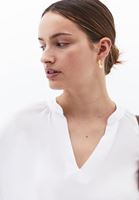 Bayan Beyaz Keten Karışımlı Oversize Bluz ( TENCEL™ )