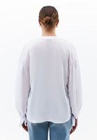 Bayan Beyaz Keten Karışımlı Oversize Bluz ( TENCEL™ )