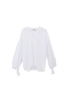 Bayan Beyaz Keten Karışımlı Oversize Bluz ( TENCEL™ )