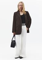 Bayan Kahverengi Keten Karışımlı Blazer Ceket ( TENCEL™ )