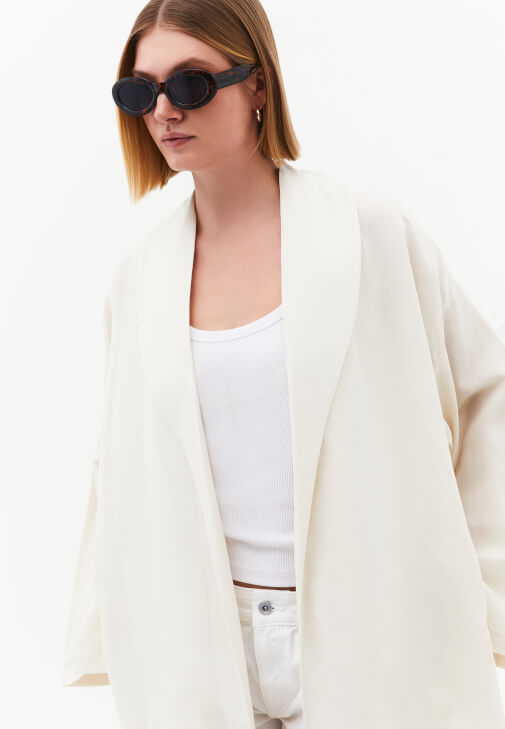 Keten Kimono ve Uzun Elbise Kombini