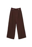 Bayan Kahverengi Keten Karışımlı Wide-Leg Pantolon ( TENCEL™ )