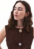 Bayan Kahverengi Keten Karışımlı Düğmeli Yelek ( TENCEL™ )