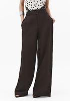 Bayan Kahverengi Keten Karışımlı Straight-Fit Pantolon ( TENCEL™ )