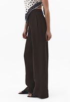 Bayan Kahverengi Keten Karışımlı Straight-Fit Pantolon ( TENCEL™ )