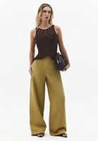 Bayan Yeşil Keten Karışımlı Straight-Fit Pantolon ( TENCEL™ )