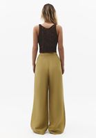 Bayan Yeşil Keten Karışımlı Straight-Fit Pantolon ( TENCEL™ )