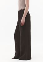 Bayan Kahverengi Keten Karışımlı Straight-Fit Pantolon ( TENCEL™ )