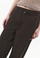 Bayan Kahverengi Keten Karışımlı Straight-Fit Pantolon ( TENCEL™ )