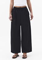 Bayan Siyah Keten Karışımlı Balon Pantolon ( TENCEL™ )
