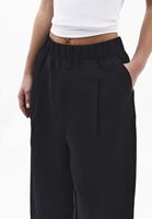 Bayan Siyah Keten Karışımlı Balon Pantolon ( TENCEL™ )