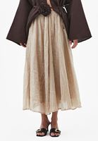 Bayan Bej Keten Karışımlı Etek ( TENCEL™ )