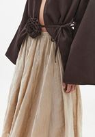 Bayan Bej Keten Karışımlı Etek ( TENCEL™ )
