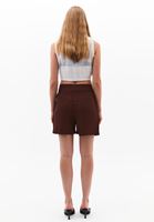 Bayan Kahverengi Keten Karışımlı Mini Şort ( TENCEL™ )