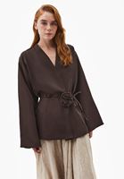 Bayan Kahverengi Keten Karışımlı Oversize Ceket ( TENCEL™ )