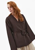 Bayan Kahverengi Keten Karışımlı Oversize Ceket ( TENCEL™ )