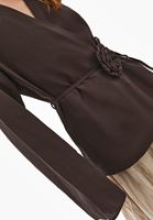 Bayan Kahverengi Keten Karışımlı Oversize Ceket ( TENCEL™ )