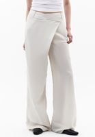 Bayan Krem Keten Karışımlı Wide-Leg Pantolon ( TENCEL™ )