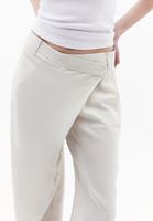 Bayan Krem Keten Karışımlı Wide-Leg Pantolon ( TENCEL™ )