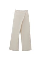 Bayan Krem Keten Karışımlı Wide-Leg Pantolon ( TENCEL™ )