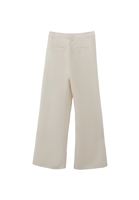 Bayan Krem Keten Karışımlı Wide-Leg Pantolon ( TENCEL™ )