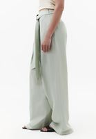 Bayan Yeşil Keten Karışımlı Wide-Leg Pantolon ( TENCEL™ )