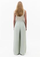 Bayan Yeşil Keten Karışımlı Wide-Leg Pantolon ( TENCEL™ )