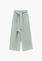 Bayan Yeşil Keten Karışımlı Wide-Leg Pantolon ( TENCEL™ )