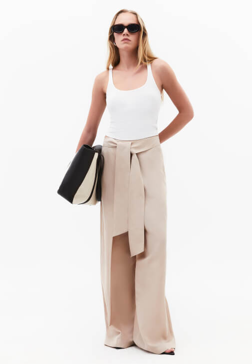  Keten Wide-Leg Pantolon ve Modal Atlet Kombini