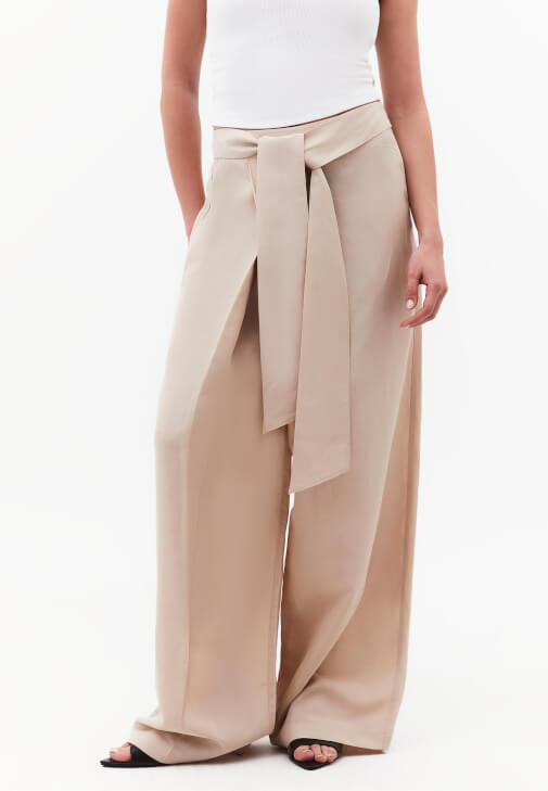 Keten Wide-Leg Pantolon ve Modal Atlet Kombini