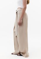 Bayan Bej Keten Karışımlı Wide-Leg Pantolon ( TENCEL™ )