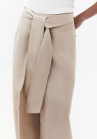 Bayan Bej Keten Karışımlı Wide-Leg Pantolon ( TENCEL™ )