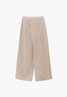 Bayan Bej Keten Karışımlı Wide-Leg Pantolon ( TENCEL™ )